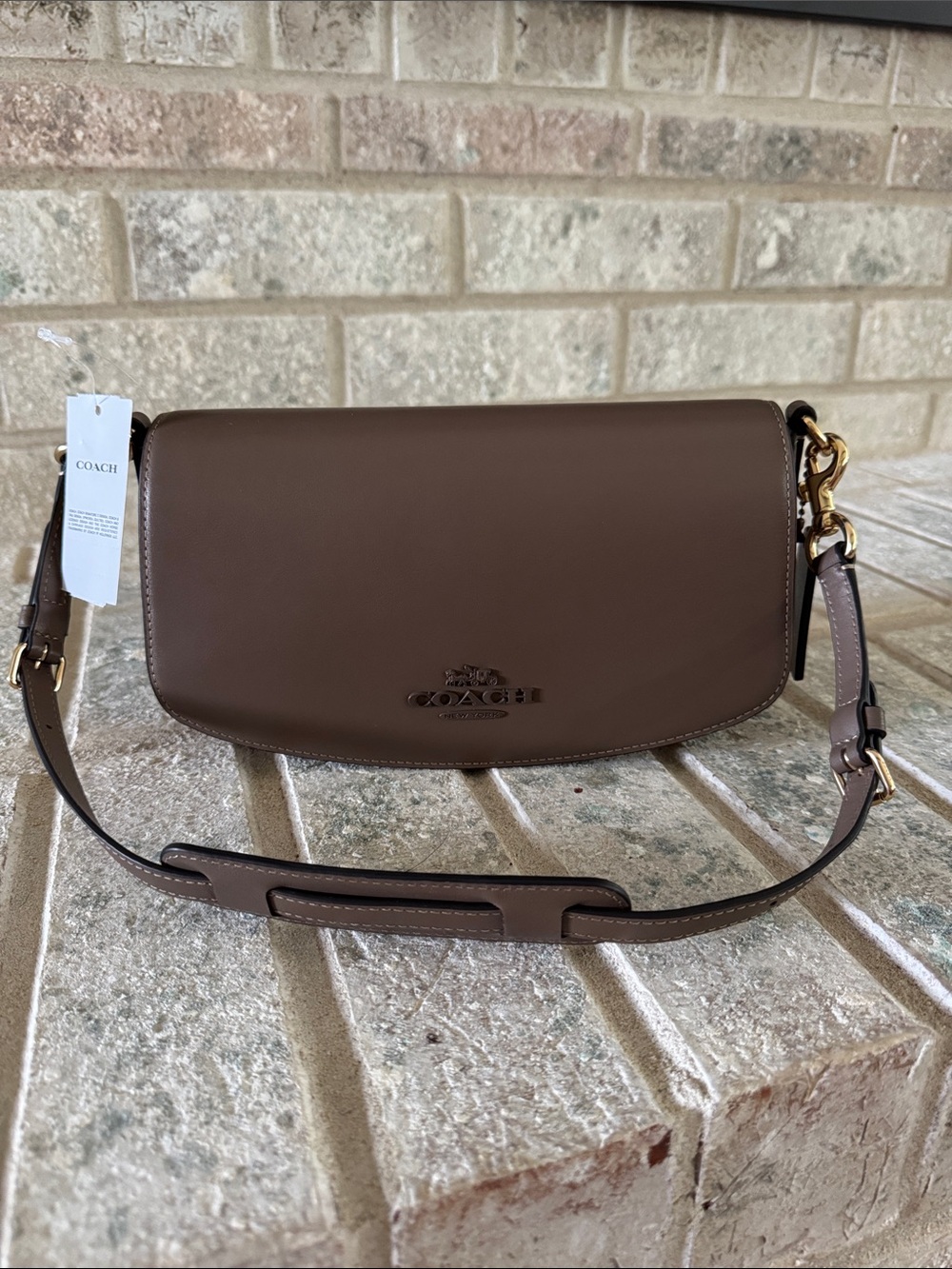 Coach Smooth Brown Faux Leather Shoulder Bag